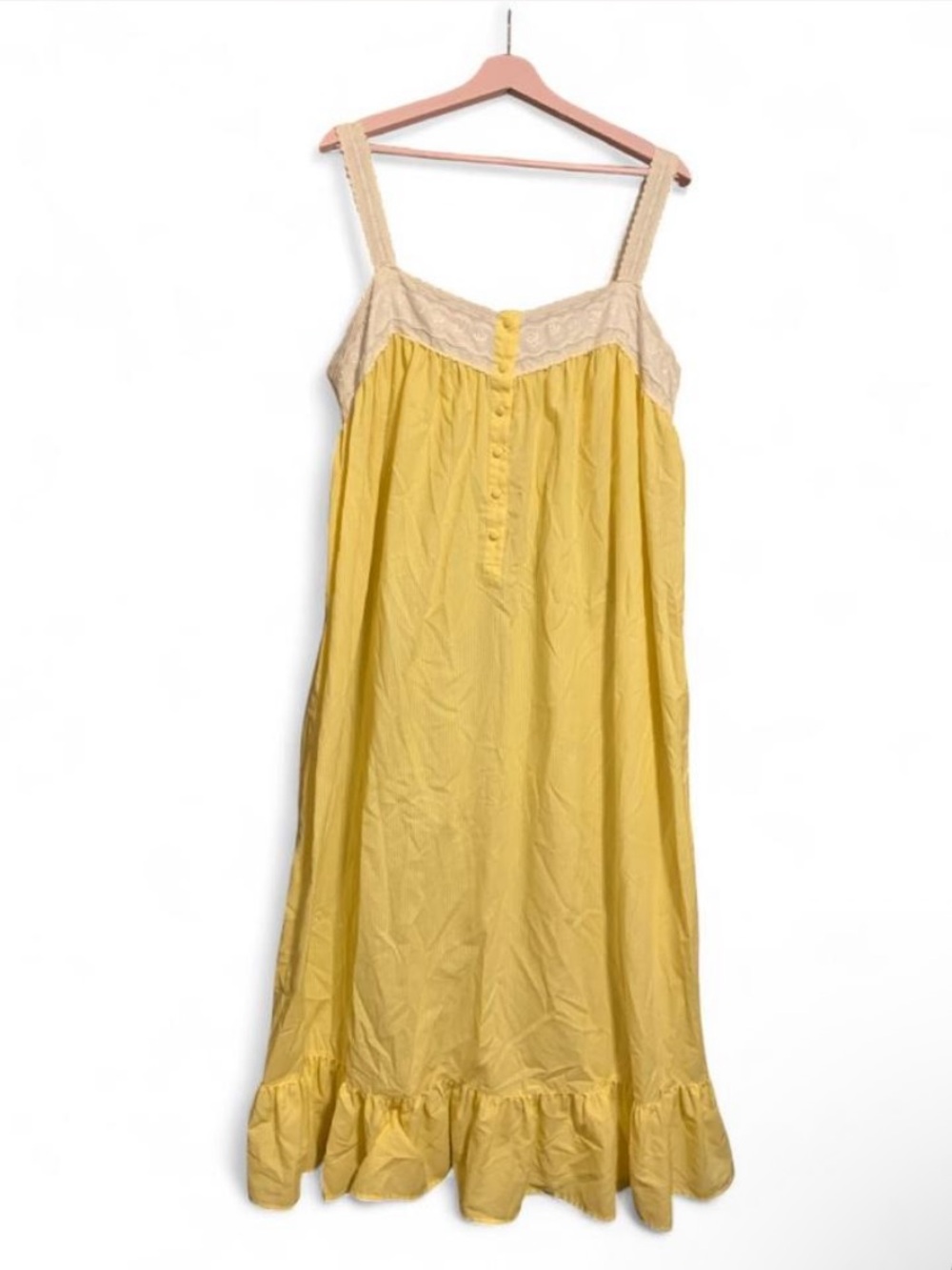 Vintage Y2K Victoria’s Secret Sunny Yellow Lace-Trim cottagecore nightgown